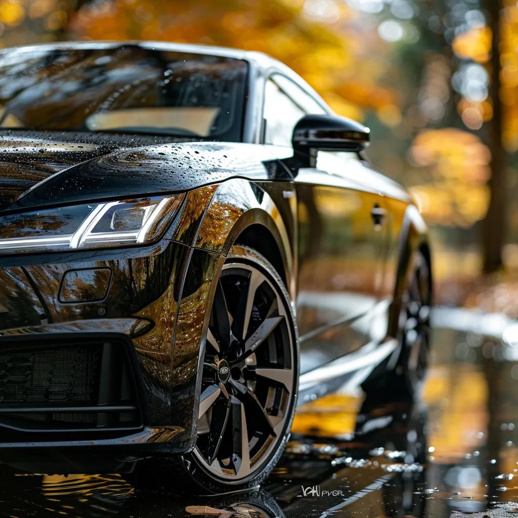 Car with glossy finish showing water beading, highlighting the benefits of Ceramic Pro paint protection