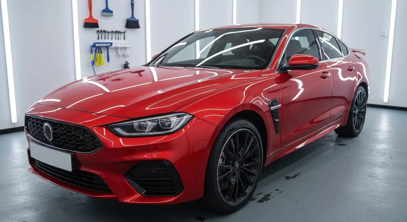 Car receiving paint protection treatment, illustrating the benefits of advanced coatings