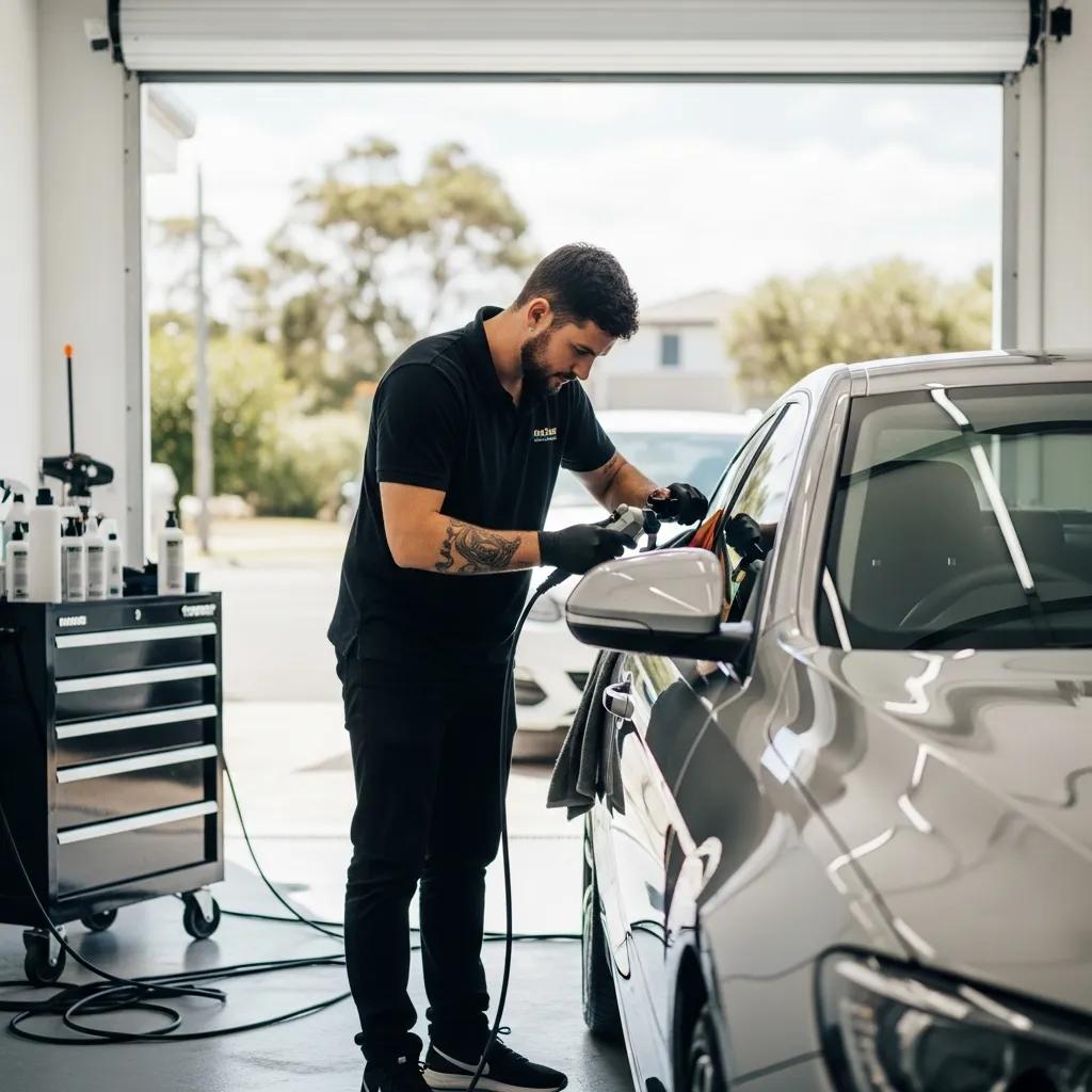 Premium car detailing service in Northern Beaches with a professional detailing a shiny vehicle