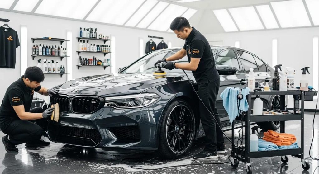 Professional car detailing service with a focus on vehicle cleaning and restoration